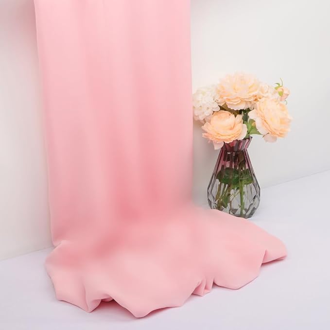 DUOBAO 59" Wide Light Pink Chiffon Fabric - 5 Yards Semi-Sheer for Wedding Dresses, Backdrops, Curtains & Tablecloths (Premium Quality)