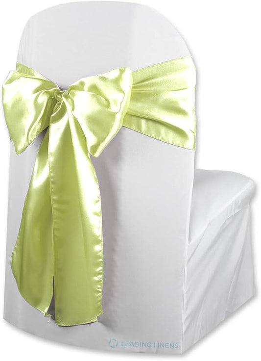 Satin Bow Sash Chair Cover Decoration - Elegant Sashes for Weddings, Banquets, Receptions, Special Events, Restaurants, and Parties - 28 Available Color Choices, Set of 150, Yellow