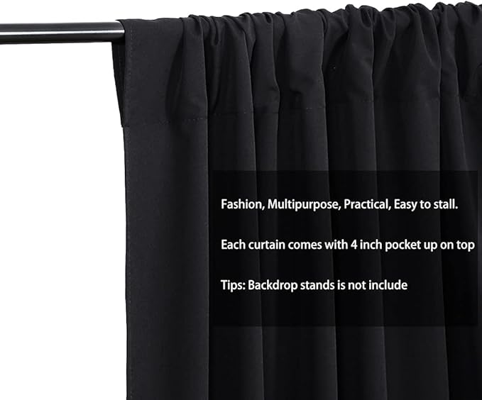 Black Backdrop Curtains Parties: Solid Polyester Backdrop Fabric Wall Backdrops Stage Wedding Decorations Drape 30ftx8ft