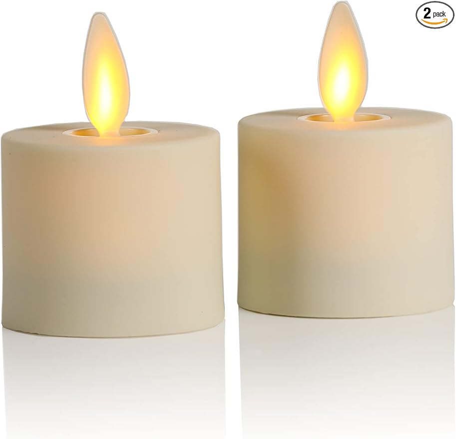 Luminara Flameless LED Tea Light Candle, 1.4" x 2", Pack of 2, Plastic Pearl Ivory, Real Flame, Battery Operated w/Remote Timer Function