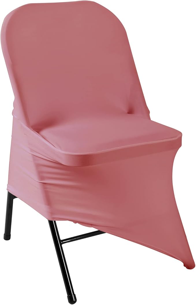 Spandex Chair Cover,12PCS,Living Room Folding Chair Covers,Removable Chair Covers Washable Protector Stretch Chair Cover for Party, Banquet,Wedding Event,Hotel(Dusty Pink)