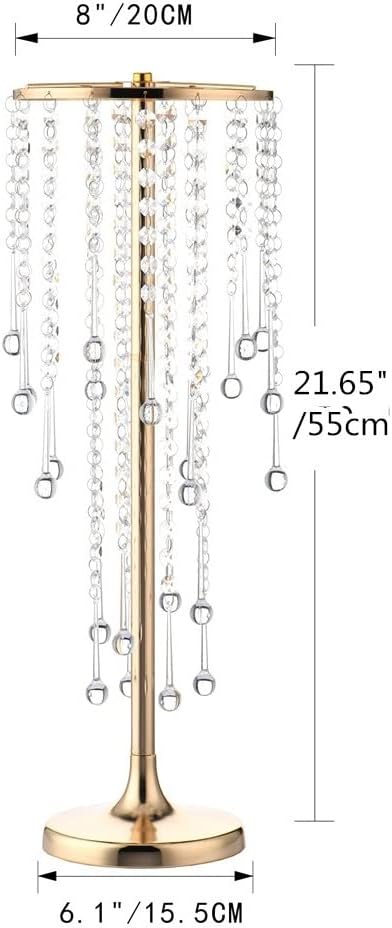 Bigsee 10 Pcs 21.65 inches Crystal Flower Stand Wedding Centerpieces for Tables, Tabletop Gold Metal Flower Arrangement Holder, Elegant Bulk Metal Vases for Reception Party Ceremony Decoration