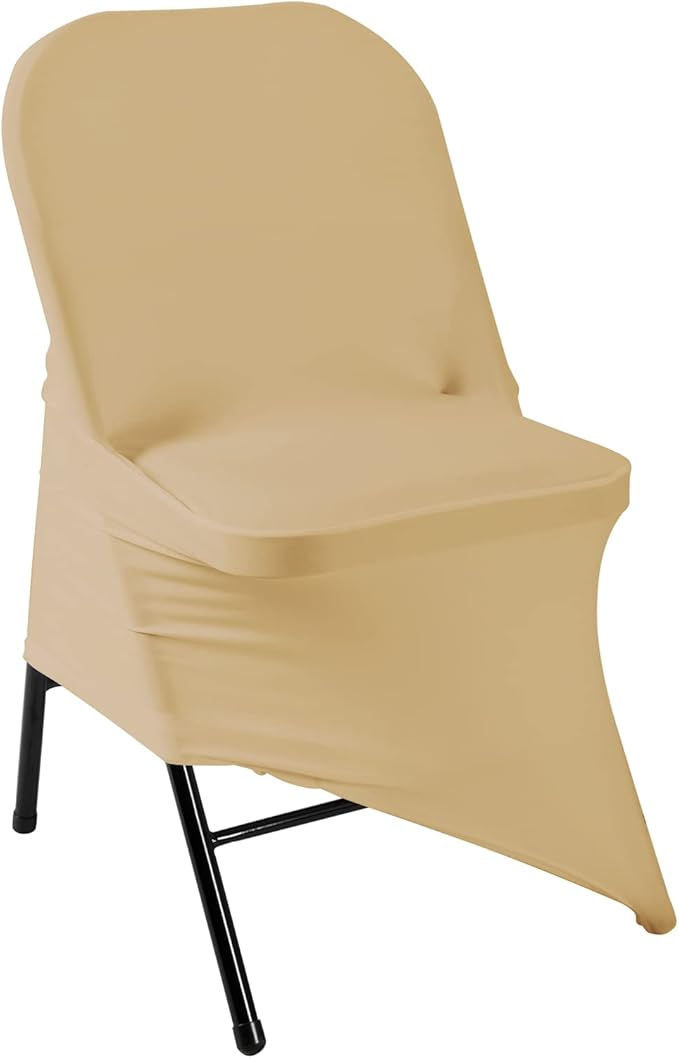 Spandex Chair Cover,12PCS,Living Room Folding Chair Covers,Removable Chair Covers Washable Protector Stretch Chair Cover for Party, Banquet,Wedding Event,Hotel(Champagne)
