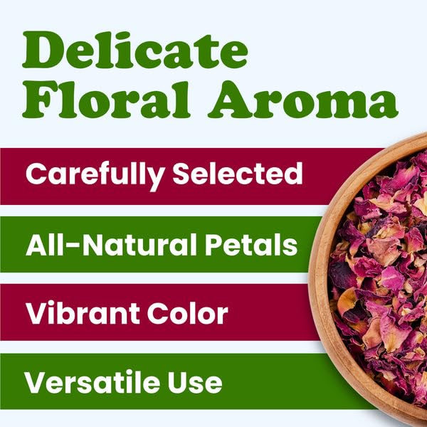 Food to Live Rose Petals, 1 Ounce – Culinary Dried Edible Rose Flowers for Tea, Baking, Making Rose Water and Desserts. Vegan, Kosher, Bulk