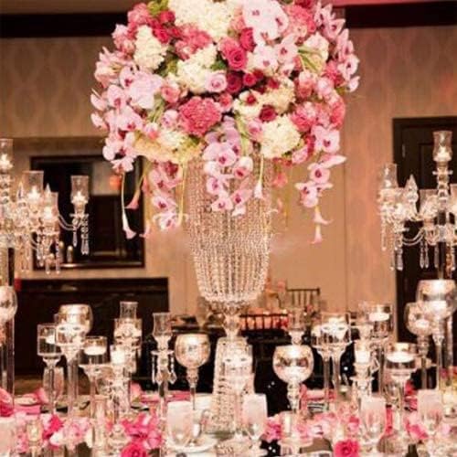 2 Pcs 23.75 inches Gold Vases for Centerpieces Tall Crystal Metal Vase Flower Stand Holders Wedding Centerpiece Chandelier for Reception Tables Wedding Supplies