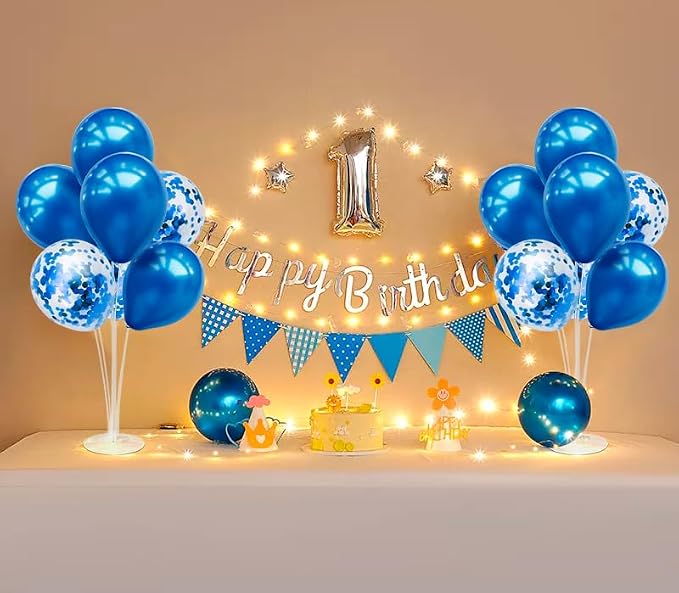 ZJDHPTY 4Set Blue Balloon Stand Table Centerpieces Party Decor | Blue Balloons,Blue Party Decorations for Birthday Graduation Retirement Anniversary Father's Day,New Years Eve Party Supplies
