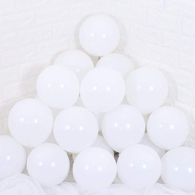 Isndare 100Pcs White Balloons, White Balloon Garland Arch Kit 18/12/10/5 Inch Pastel White Latex Balloon Different Sizes Pack for Birthday Wedding Baby Shower Graduation White Theme Party Decoration