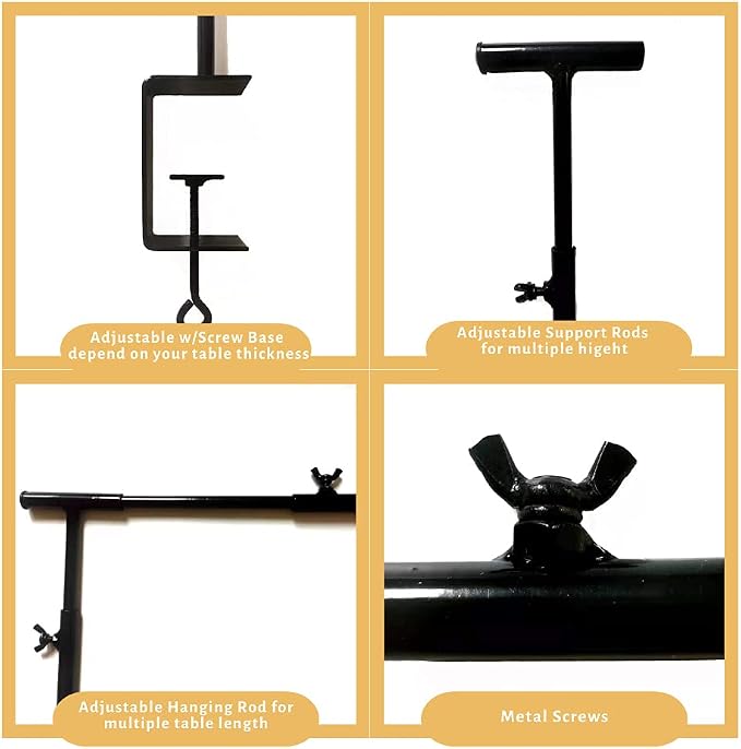 Over The Table Rod Stand with Clamps 49-102" Adjustable Metal Balloon Arch Stand Flower Table Arch Suitable for Birthday,Party,Wedding,Halloween,Xmas Decoration,Black