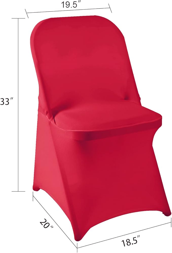 Howhic Folding Chair Covers for Party - 12pcs, Red Universal Spandex Fitted Chair Covers for Wedding, Banquet, Conference