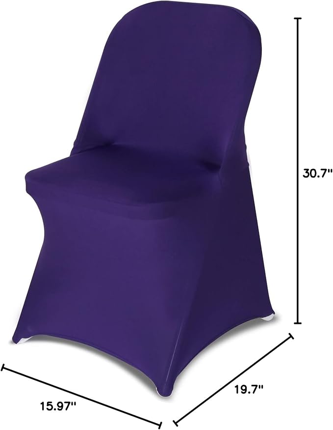 HAINARverS Folding Chair Covers for Wedding, 10pcs Stretch Spandex Washable Fabric Chair Cover, Decoration Chair Cover for Wedding, Party, Banquet, Birthday, Conference, Event(Purple, 10 PCS)