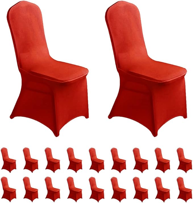 LZY 20pcs Spandex Chair Cover Stretch Slipcovers for Wedding Party, Dining Banquet Chair Decoration Covers (Red, 20)