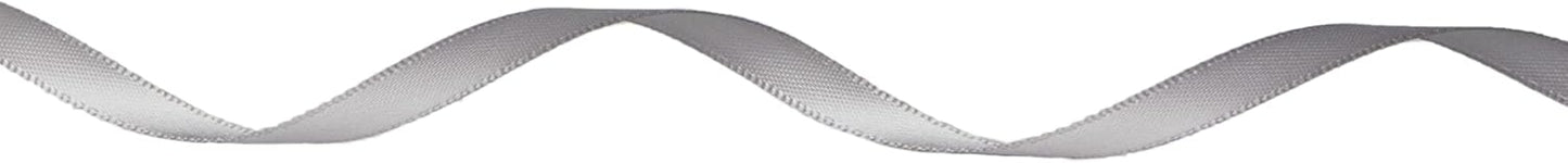 Ribbli Double Faced Silver Satin Ribbon,1/4” x Continuous 25 Yards,Use for Bows Bouquet,Gift Wrapping,Floral Arrangement