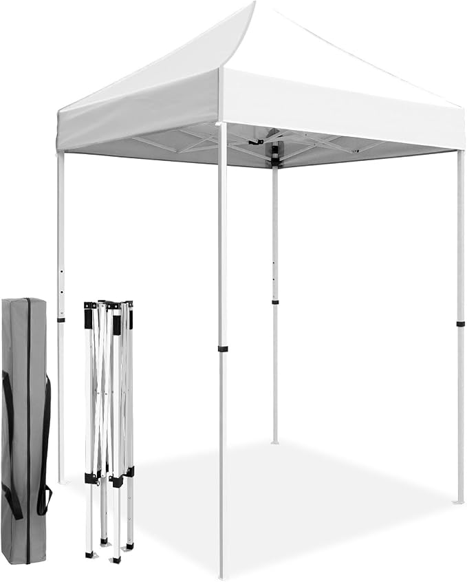 COOS BAY 5x5 Pop Up Canopy Tent, Portable Lightweight Sun Shelter with Carry Bag, Easy Setup Outdoor Canopy for Beach, Camping, Sports & Backyard Shade, White