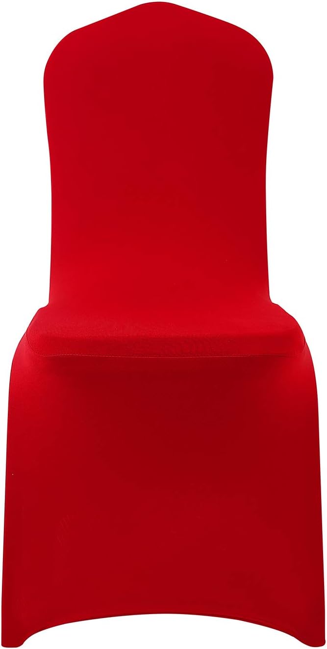 Peomeise 12pcs Stretch Spandex Chair Cover for Wedding Party Dining Banquet Event (Red, 12)