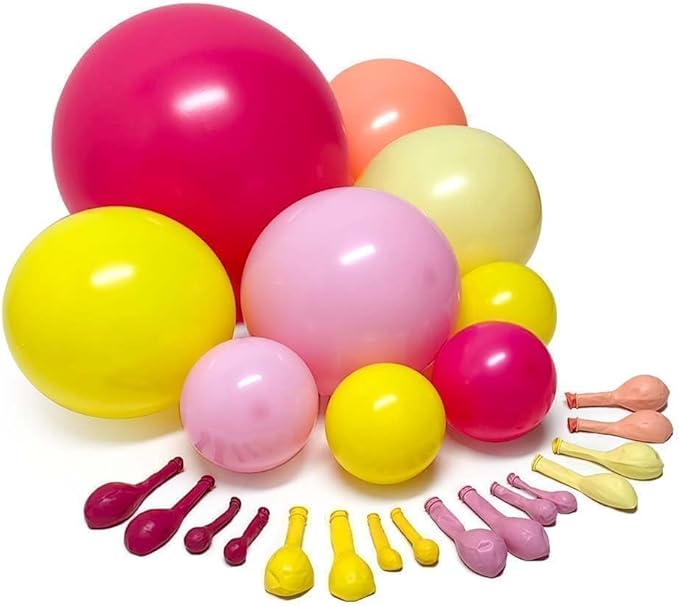 Pink Yellow Balloon Arch Double Stuffed Baby Pink Peach Balloons Different Sizes Colorful Balloon Garland For Birthday Baby Shower Spring Wildflower Wedding Home Decorations
