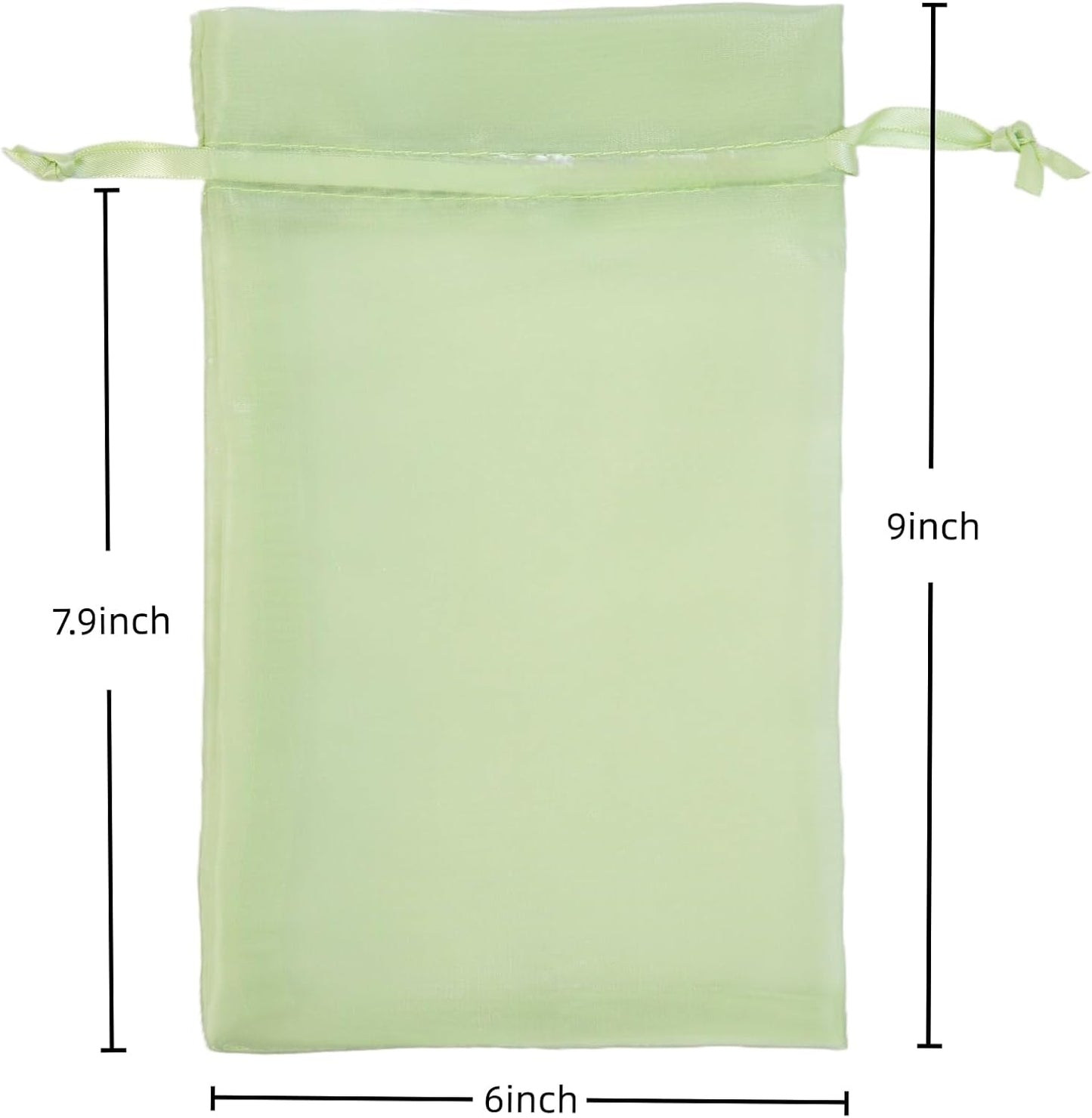 QIANF 20 Pcs Light Green Organza Bags 6X9 inch for Wedding Favors with Drawstring, Mesh Gift Bags Jewelry Pouch for Candy Bridal Shower Party Favor Baby Shower Christmas