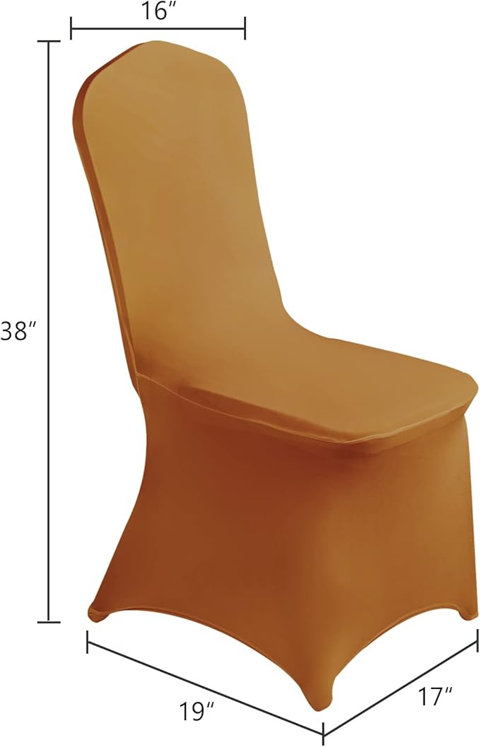 SuperO Waterproof Spandex Chair Cover 25PCS, Stretch Dining Chair Covers, Polyester Outdoor Chair Covers, Protector Stretch Chair Cover for Party Universal, Banquet, Wedding Event, Hotel(Gold)