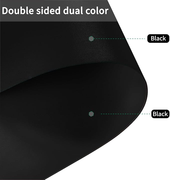 Round Table Mat - 1.8mm Thick,Dia.23 Inch Waterproof & Easy to Clean Protects Table Surfaces Conceals Scratches & Flaws for Coffee Tables & Dining Tables(Black+Black Dia.23Inch)