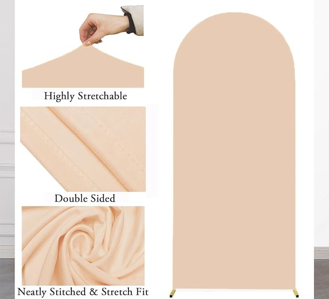 Nude 7.2 FT Arch Backdrop Cover, Nude Chiara Backdrop Covers, Khaki Wedding Arch Cover for Birthday Wedding Party Decoration