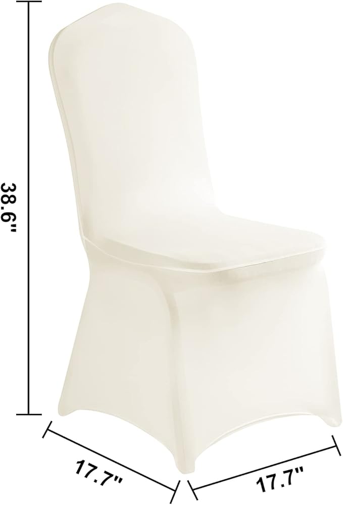 LZY 10pcs Spandex Chair Cover Stretch Slipcovers for Wedding Party, Dining Banquet Chair Decoration Covers (Ivory, 10)