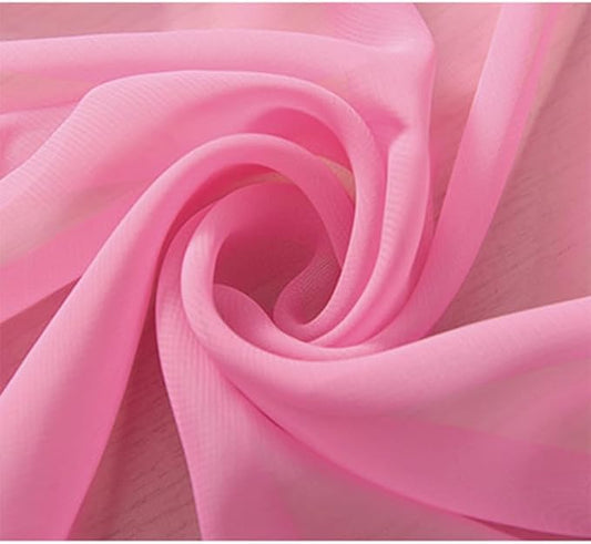 YYCRAFT Chiffon Fabric by The Yard 59" Wide 5 Yards, Pink