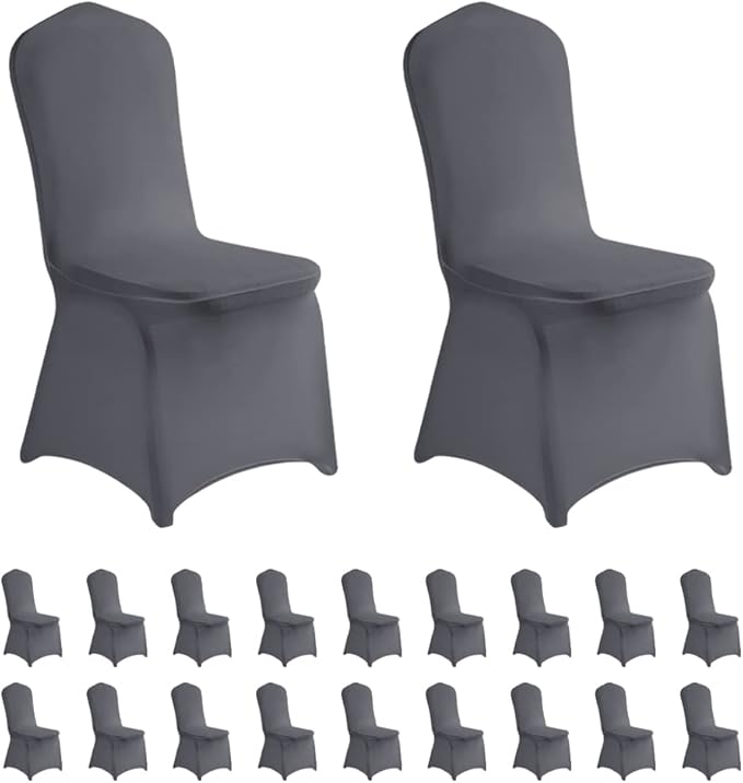 LZY 20pcs Spandex Chair Cover Stretch Slipcovers for Wedding Party, Dining Banquet Chair Decoration Covers (Gray, 20)