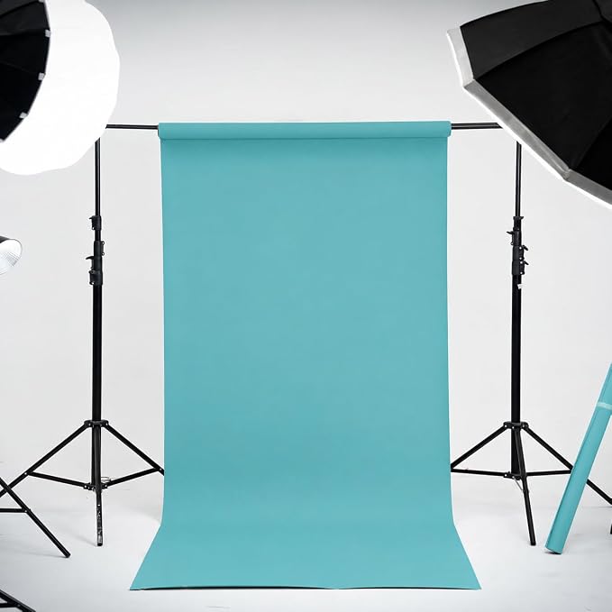Kate Seamless Paper Backdrop for Photography Solid Blue Backdrop Paper (53''x16.4' Lite Blue)