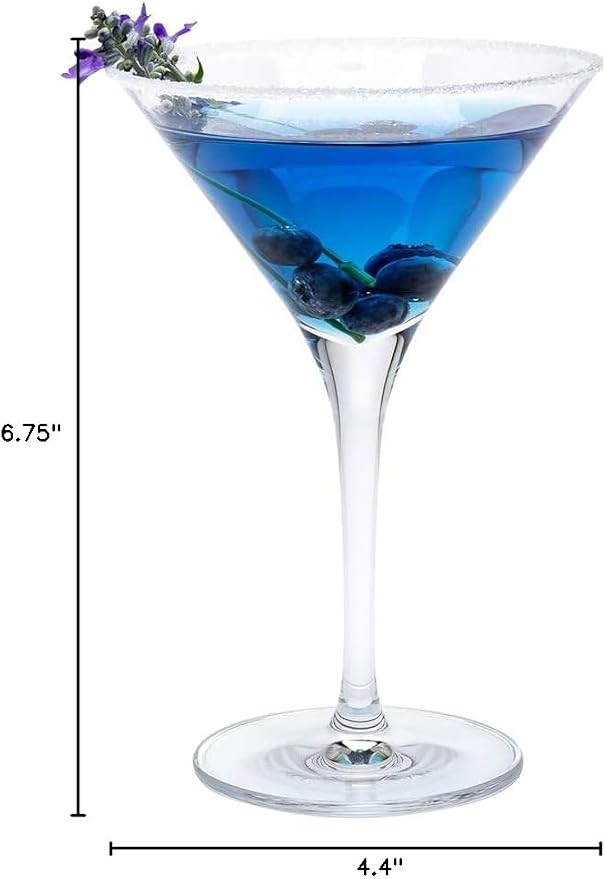 Restaurantware Voglia Nude 7.75 Ounce Martini Glasses Set Of 6 Crystal Martini Glasses - Laser-Cut Rim Dishwasher-Safe Glassware Fine-Blown Crystal Cocktail Glasses Serve Manhattans or Cosmos