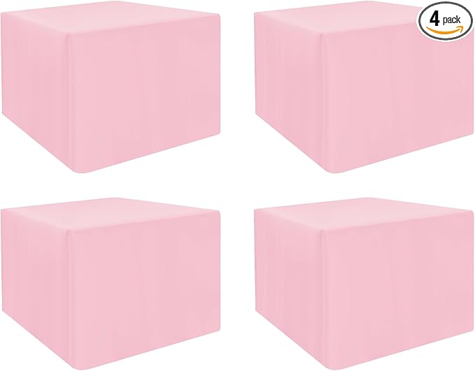 HolidayIdeas 4-Pack 34x34 inch Pink Craft Shows Weddings Fitted Tablecloth | Wrinkle resistant table covers; bulk quantity pack for professional trade exhibition displays or vendor booths