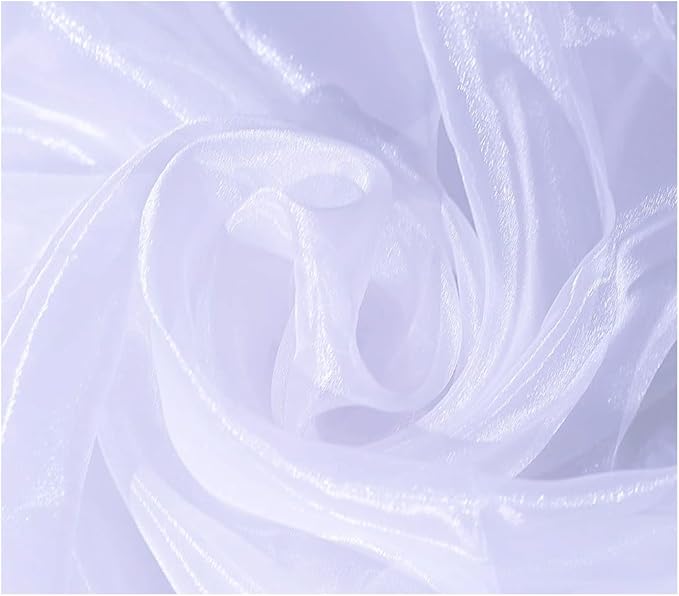 MDS Pack of 10 Yard Sheer Organza Fabric for Wedding Party Home Event Banquet Decorations, Backdrop Curtain Craft Dress Sewing Fashion DIY Crystal Organza Tulle Fabric Bolt 44” Wide - White