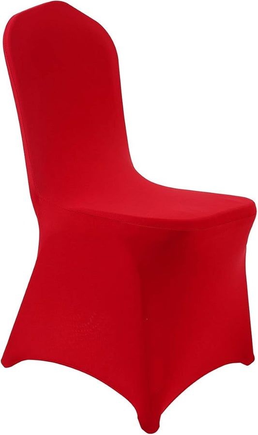 Peomeise 12pcs Stretch Spandex Chair Cover for Wedding Party Dining Banquet Event (Red, 12)