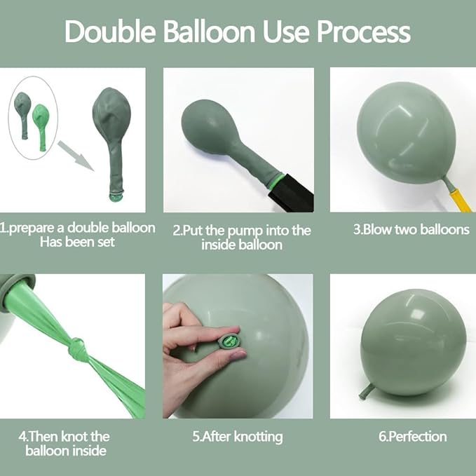 Dusty Green White Balloon Arch Kit Double Stuffed, Sage Mint Green Sand Ivory Boho Balloon Garland with Clear Bobo Latex for Neutral Baby Shower Bridal Wedding Birthday Woodland Party Decoration
