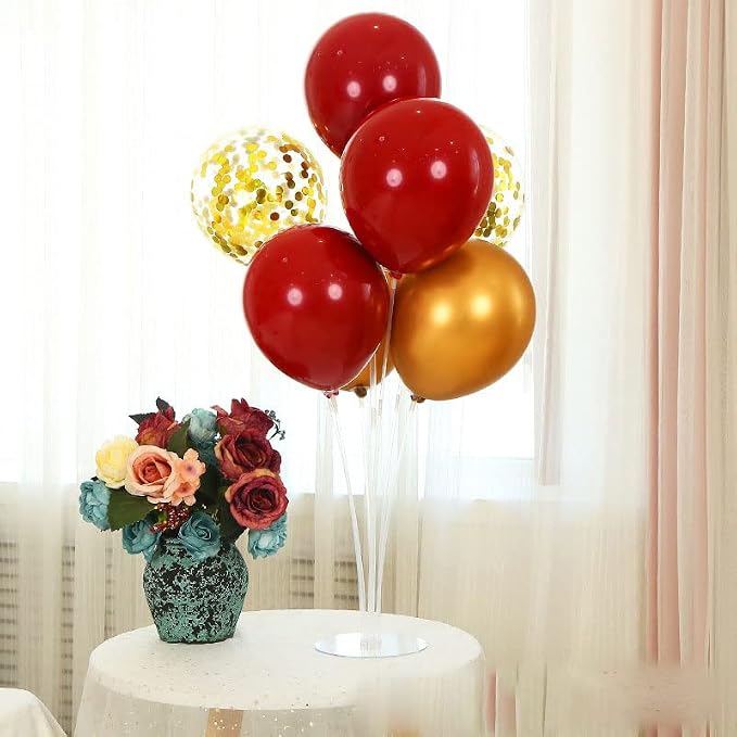 ZJDHPTY 4Set Red Gold Balloon Stand Table Centerpieces Party Decor | Christmas Decorations,Birthday Graduation Anniversary Wedding Valentine 49ers Party Decor,Lunar New Years Party Supplies