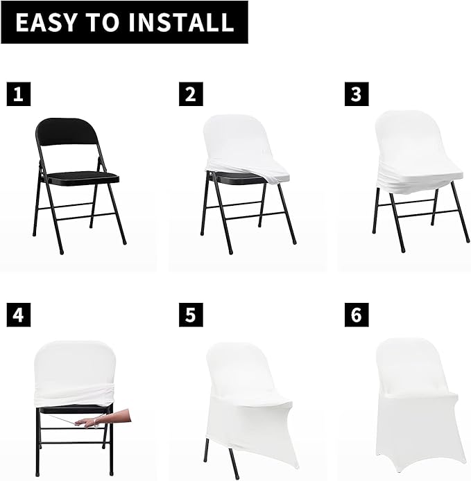 HAINARverS Stretch Spandex Folding Chair Covers 30PCS Universal Fitted Chair Cover Protector for Wedding,Party, Banquet, Holidays, Celebration, Decoration(White, 30 PCS)