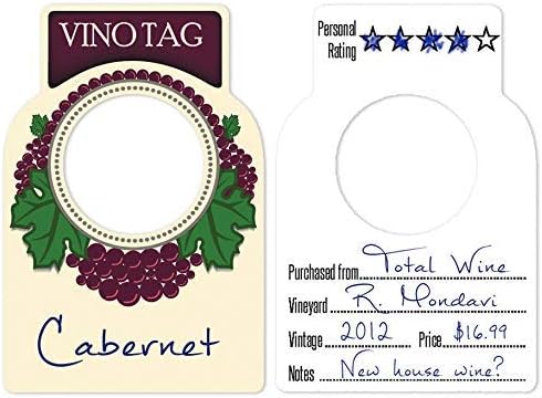 Two Sided Wine Bottle Tags - Large Paper Wine Tags for your Wine Storage Cellar that Hang on the Glass Neck in Your Hutch, Rack Barrel Crate or Cube Great Gift for Any Enthusiast (50 pcs)