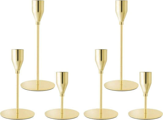 Gold Taper Candle Holders for Wedding Table Centerpiece,Tall Taper Candlestick Holders Bulk Set of 6,Metal Candle Stick Holder for Table or Mantel Centerpiece,Dinning,Festival,Party Home Decor
