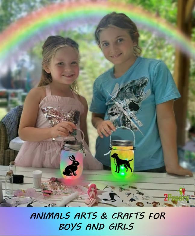 2Pepers DIY Animals Lantern Night Light Arts and Crafts for Kids Ages 3-12, Best Animal Gift for Boys & Girls, Make Your Own Birthday Present Toy Project