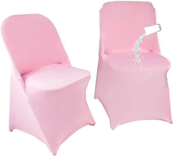 40PCS Stretch Spandex Folding Waterproof Chair Covers,Universal Fitted Chair Cover Protector for Wedding Party Banquet Holidays Celebration Decoration(Pink)