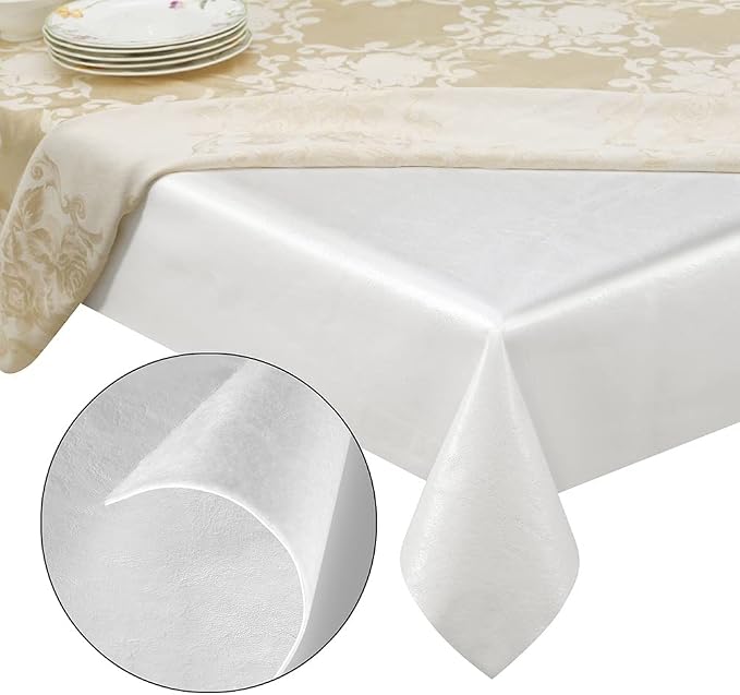 Quality Table Pad Protector, Superior Protection from Spills, Scratches & Heat - Reusable Vinyl Table Cloth with Cushion Flannel Backing (126" L x 54" W)