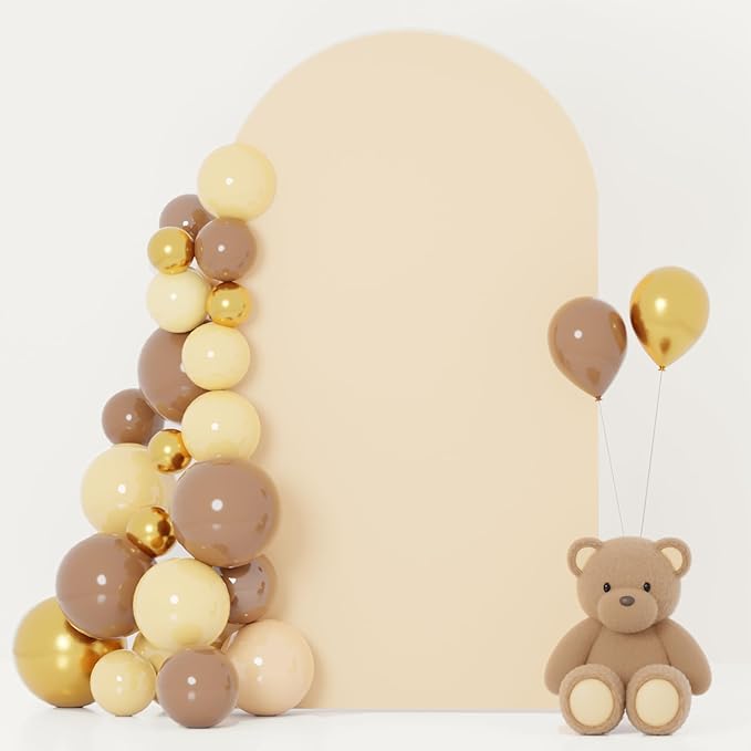 FOTSHARER Wedding Arch Cover Beige Balloon Arch Cover 2.6x6FT Spandex Arch Backdrop Covers Boho Chiara Arched Wall Covers for Baby Shower Double Side Arches Cover Backdrop Fabric for Birthday Prom