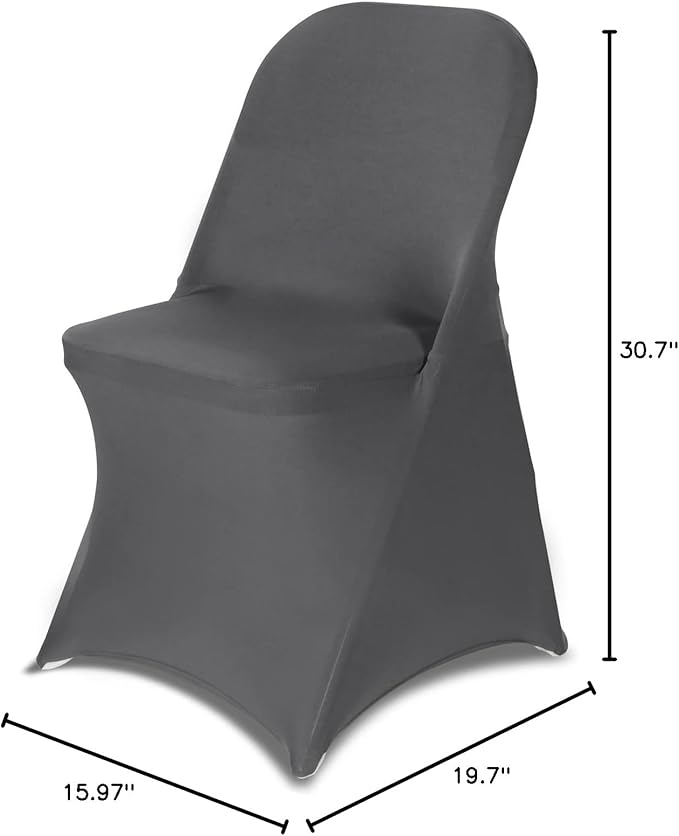 HAINARverS Folding Chair Covers for Wedding, 10pcs Stretch Spandex Washable Fabric Chair Cover, Decoration Chair Cover for Wedding, Party, Banquet, Birthday, Conference, Event(Gray, 10 PCS)