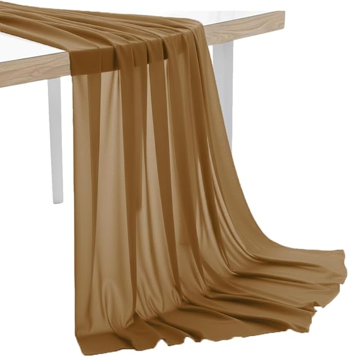 MDS Pack of 40 Yard Chiffon Fabric, Sheer Soft Draping Fabric Bolt for Wedding Party Backdrop Arch Decoration, Apparel Bridal Dress Sewing DIY Crafts Solid Gauze Fabrics 44” Wide - Mocha