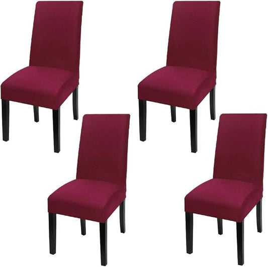 Fuloon 4 Pack Super Fit Stretch Removable Washable Short Dining Chair Protector Cover Seat Slipcover for Hotel, Dining Room, Ceremony, Banquet Wedding Party