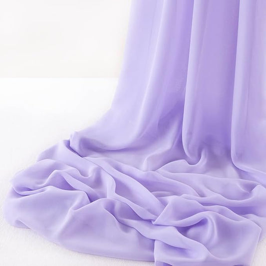 MLMW Chiffon Fabric Sheer Fabric by the Yard 5 Yards 60" Wide Lilac Wedding Arch Draping Fabric Sheer Material for Party Backdrop Curtain Arch Ceiling Decor