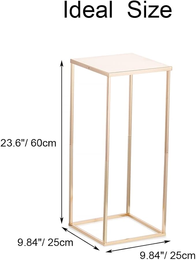 Gold Metal Cube Vase Stand for Wedding Centerpieces, 23.6in Tall, 10 Pcs | Columnar Cube Shape, Easy to Assembly, Flowers Cakes Drinks Display Table Centerpieces for Wedding Party Event