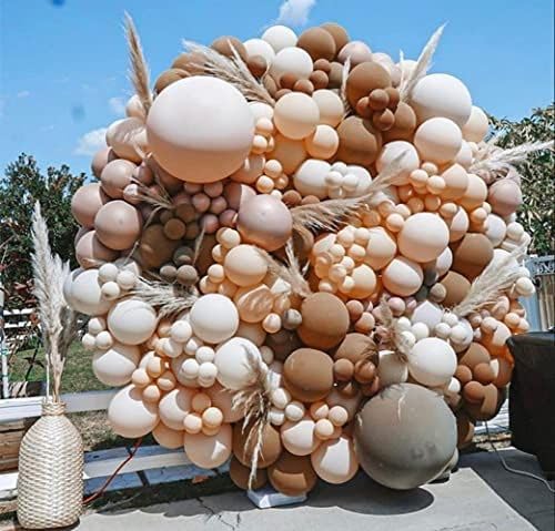 Beige Blush Pink Double Stuffed Balloons Different Size 115Pcs 5/10/12/18" Ivory Cream Blush Balloons Arch Garland kit for Boho Birthday Baby Shower Bridal Shower Gender Reveal Wedding Party