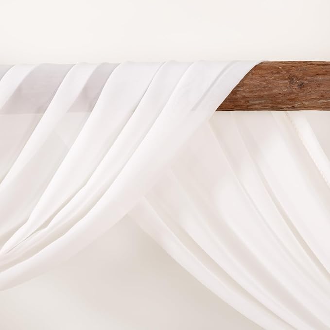 LINXTAR Ivory Wedding Arch Draping Fabric 30'' x 18FT Sheer Chiffon Arch Drape Backdrop 2 Panel Drapes for Bridal Shower Baby Shower Photo Booth Church Decor Birthday Party Outdoor Decoration