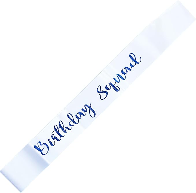 10Pcs Birthday Squad Sash Blue Glitter White Satin Sashes Funny Birthday Sashes Birthday Party Supplies Gifts
