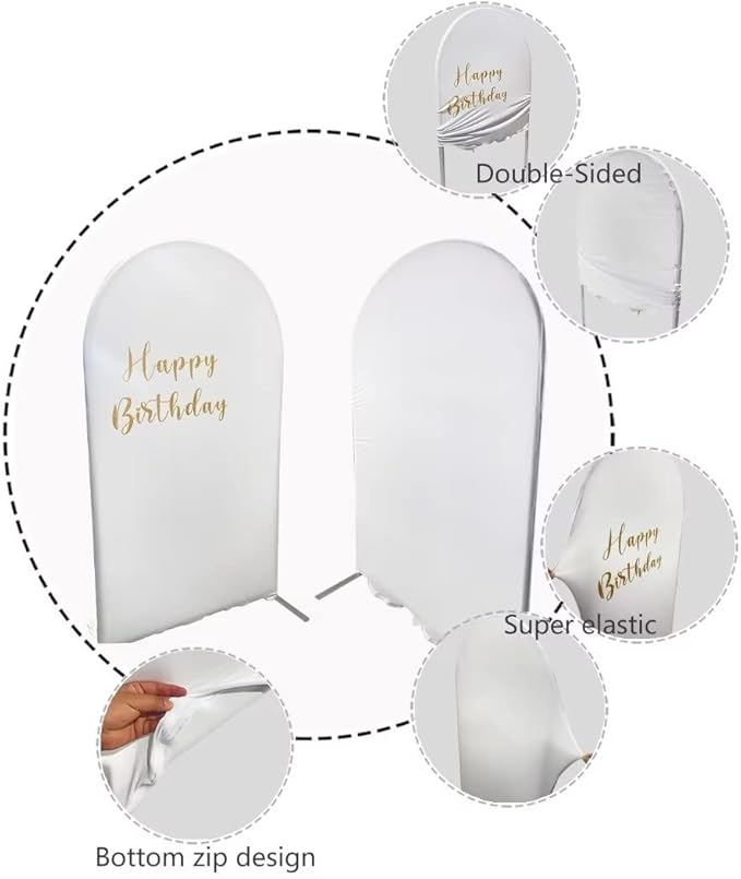 KONPON Beige Ripples Arched Frame Fabric Cover for Birthday Partied Double-Sided Stretchy Chiara Backdrops Arched Wall Stands Covers Arch Backdrop Cover 3x6ft