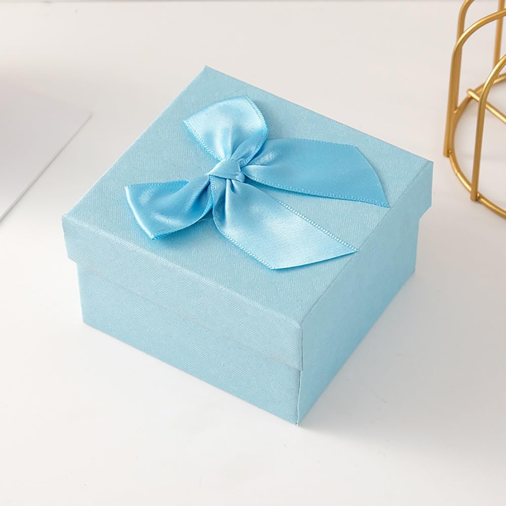 114 Pack Twist Tie Bows for Treat Bags 3" Sky Blue Satin Ribbon Bows for Package Craft, Gift Wrapping Decoration, Candy Bags, Bakery Bags, Wedding, Baptism, Tableware Decor Party Decoration